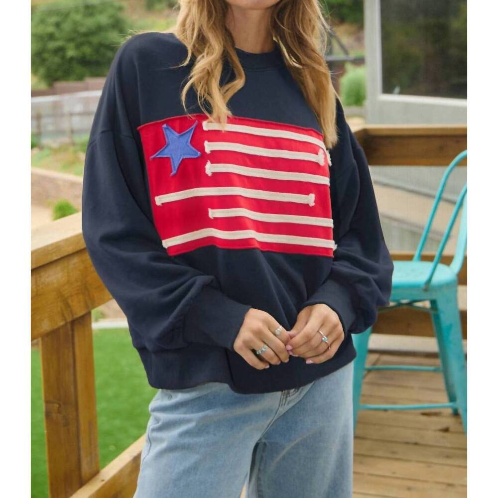 NEW ODDI acid washed flag patch sweatshirt in black